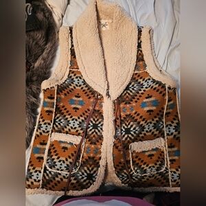 Women's Cotton & Rye Aztec Sherpa Western Vest XXL